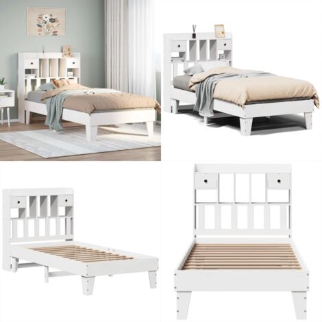 Estructura de cama sin colchón madera maciza blanca 90x190 cm - Estructura de cama - Cama sin colchón