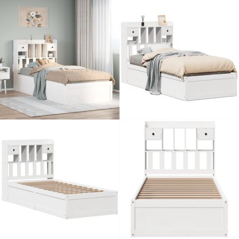 Estructura de cama sin colchón madera maciza blanca 90x190 cm - Estructura de cama - Cama sin colchón