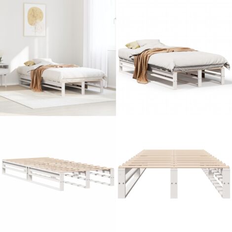 Estructura de cama sin colchón madera maciza blanca 90x190 cm - Estructura de cama - Cama sin colchón