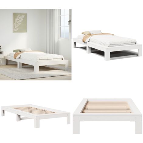 Estructura de cama sin colchón madera maciza blanca 90x190 cm - Estructura de cama - Cama sin colchón