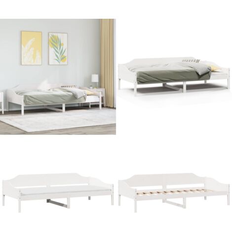 Estructura de cama sin colchón madera maciza blanca 90x190 cm - Estructura de cama - Madera maciza