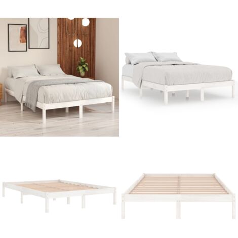 Estructura de cama sin colchón madera maciza blanco 140x200 cm - Estructura de cama - Cama sin colchón