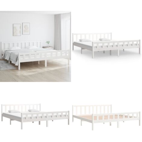 Estructura de cama sin colchón madera maciza blanco 160x200 cm - Estructura de cama - Cama sin colchón