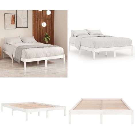 Estructura de cama sin colchón madera maciza blanco 160x200 cm - Estructura de cama - Cama sin colchón