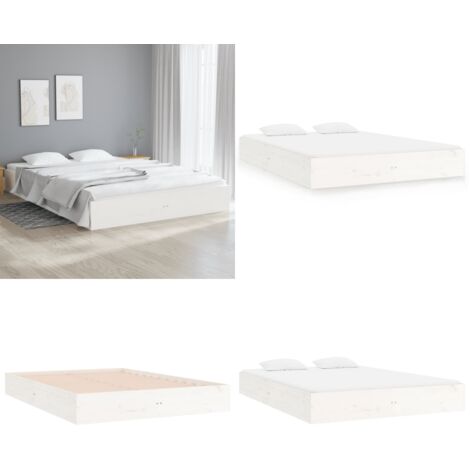 Estructura de cama sin colchón madera maciza blanco 180x200 cm - Cama de madera - Cama sin colchón