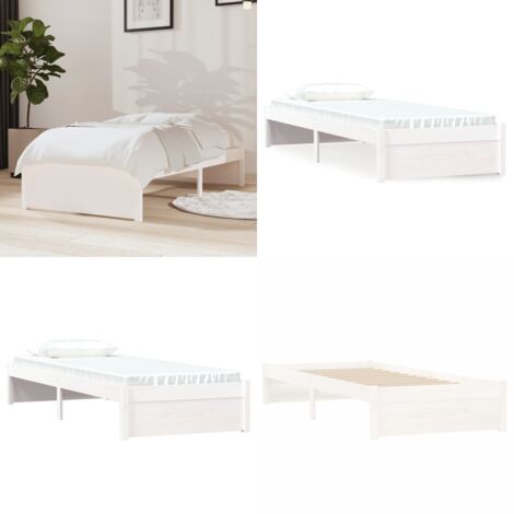 Estructura de cama sin colchón madera maciza blanco 75x190 cm - Estructura de cama - Cama individual