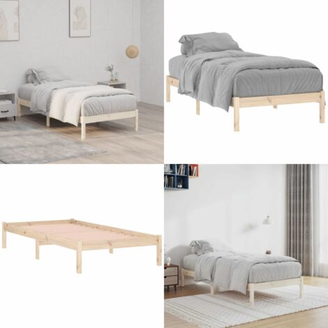 Estructura de cama sin colchón madera maciza de pino 100x190 cm - Estructura de cama - Cama sin colchón