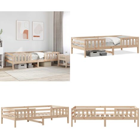Estructura de cama sin colchón madera maciza de pino 100x200 cm - Estructura de cama - Cama sin colchón