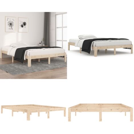 Estructura de cama sin colchón madera maciza de pino 140x200 cm - Estructura de cama - Cama de pino