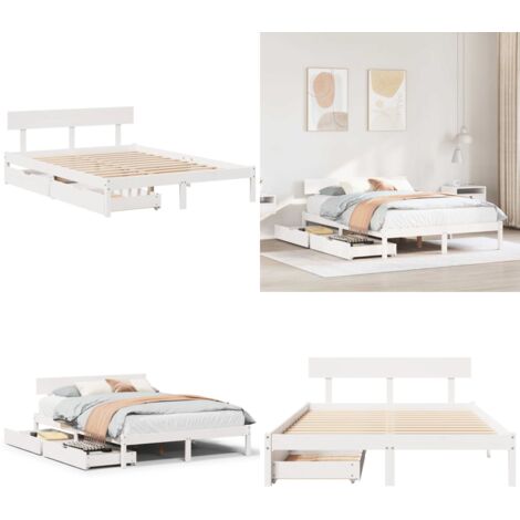 Estructura de cama sin colchón madera maciza de pino 160x200 cm - Estructura de cama - Cama de madera