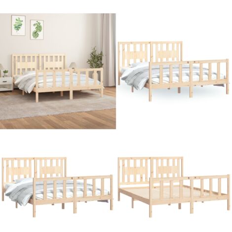 Estructura de cama sin colchón madera maciza de pino 160x200 cm - Estructura de cama - Somier de madera