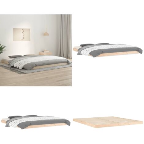 Estructura de cama sin colchón madera maciza de pino 180x200 cm - Cama de madera - Cama de pino