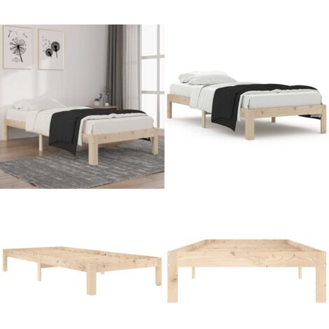 Estructura de cama sin colchón madera maciza de pino 90x200 cm - Estructura de cama - Cama individual
