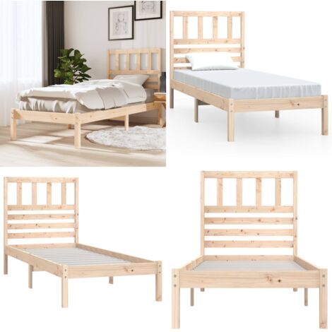 Estructura de cama sin colchón madera maciza de pino 90x200 cm - Estructura de cama - Cama sin colchón