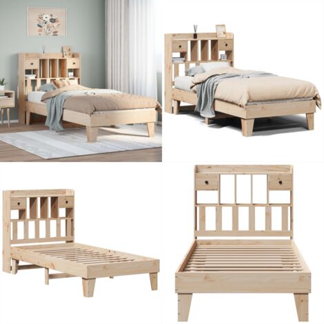 Estructura de cama sin colchón madera maciza de pino 90x200 cm - Estructura de cama - Cama sin colchón