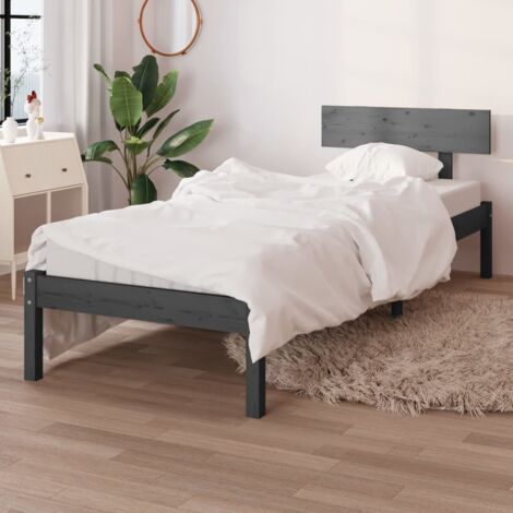 Estructura de cama sin colchón madera maciza gris 100x200 cm vidaXL