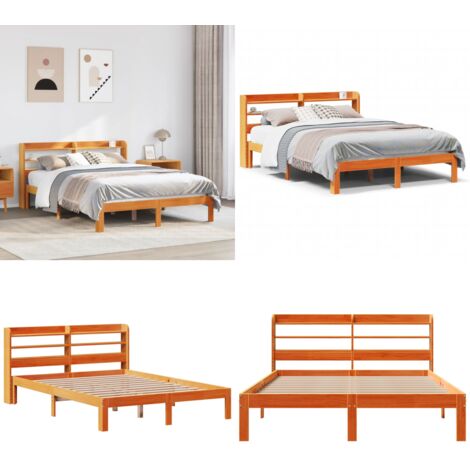 Estructura de cama sin colchón madera maciza marrón 120x190 cm - Estructura de cama - Cabecero de cama