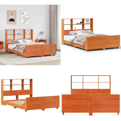 Estructura de cama sin colchón madera maciza marrón 120x190 cm - Estructura de cama - Cabecero de cama