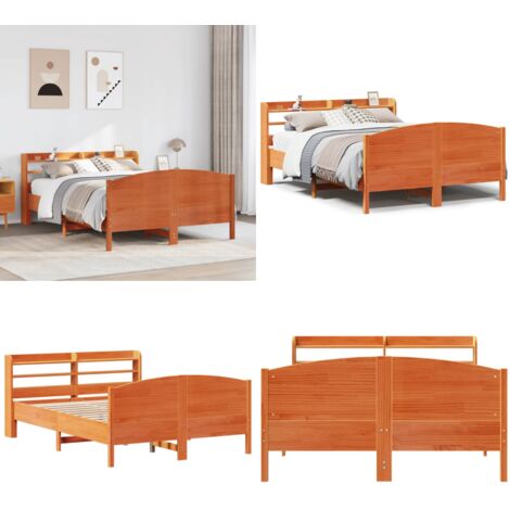 Estructura de cama sin colchón madera maciza marrón 120x190 cm - Estructura de cama - Cama de madera