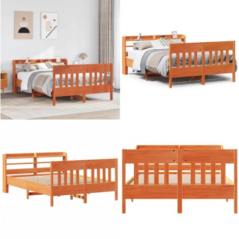Estructura de cama sin colchón madera maciza marrón 120x190 cm - Estructura de cama - Cama de madera