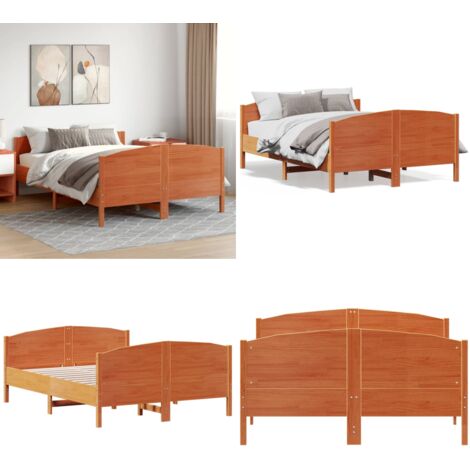 Estructura de cama sin colchón madera maciza marrón 120x190 cm - Estructura de cama - Cama sin colchón