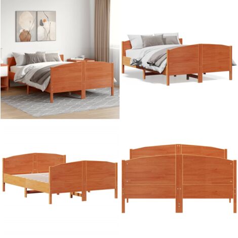 Estructura de cama sin colchón madera maciza marrón 135x190 cm - Estructura de cama - Cama sin colchón