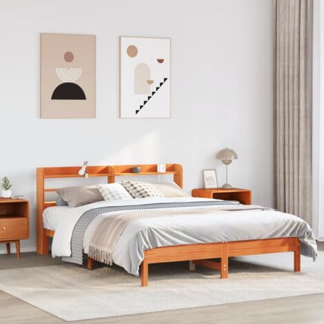 Estructura de cama sin colchón madera maciza marrón 135x190 cm vidaXL