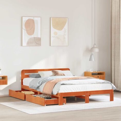 Estructura de cama sin colchón madera maciza marrón 135x190 cm vidaXL