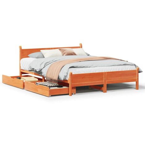 Estructura de cama sin colchón madera maciza marrón 135x190 cm vidaXL