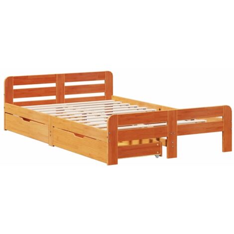Estructura de cama sin colchón madera maciza marrón 135x190 cm vidaXL