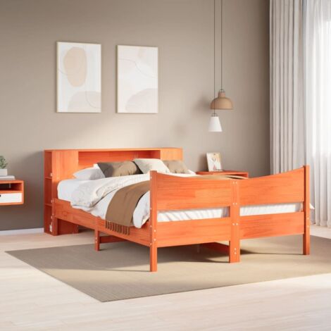 Estructura de cama sin colchón madera maciza marrón 135x190 cm vidaXL