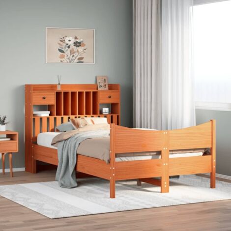 Estructura de cama sin colchón madera maciza marrón 135x190 cm vidaXL