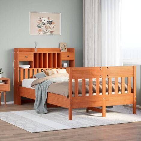 Estructura de cama sin colchón madera maciza marrón 135x190 cm vidaXL