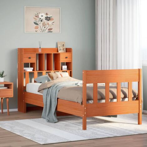 Estructura de cama sin colchón madera maciza marrón 75x190 cm