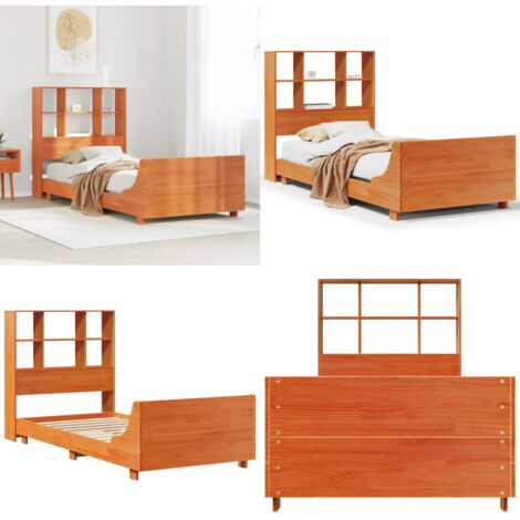 Estructura de cama sin colchón madera maciza marrón 75x190 cm - Estructura de cama - Cama de madera