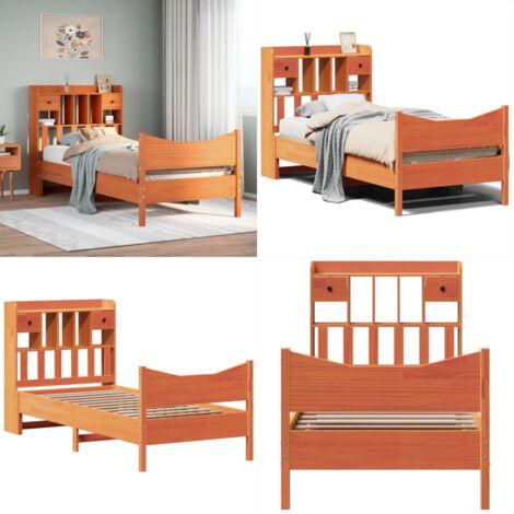 Estructura de cama sin colchón madera maciza marrón 75x190 cm - Estructura de cama - Cama sin colchón
