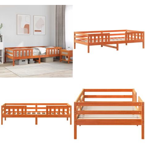 Estructura de cama sin colchón madera maciza marrón 75x190 cm - Estructura de cama - Madera maciza