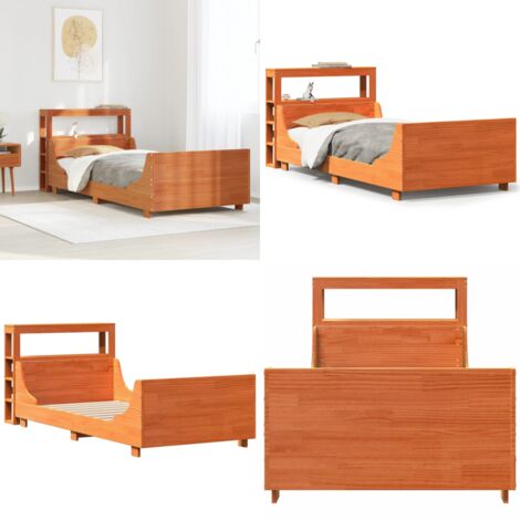 Estructura de cama sin colchón madera maciza marrón 75x190 cm - Estructura de cama - Madera maciza