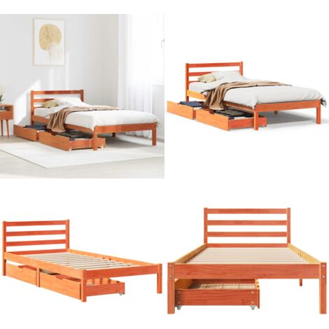 Estructura de cama sin colchón madera maciza marrón 90x190 cm - Estructura de cama - Cama de madera