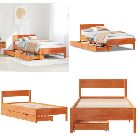Estructura de cama sin colchón madera maciza marrón 90x190 cm - Estructura de cama - Cama de madera