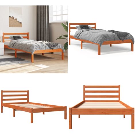Estructura de cama sin colchón madera maciza marrón 90x190 cm - Estructura de cama - Cama sin colchón
