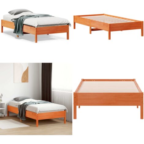 Estructura de cama sin colchón madera maciza marrón 90x190 cm - Estructura de cama - Cama sin colchón