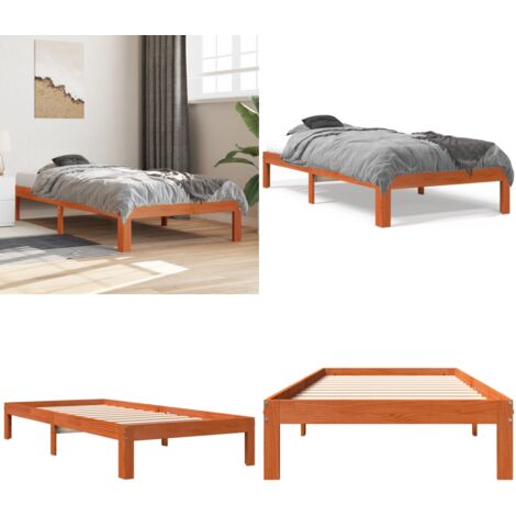 Estructura de cama sin colchón madera maciza marrón 90x190 cm - Estructura de cama - Cama sin colchón