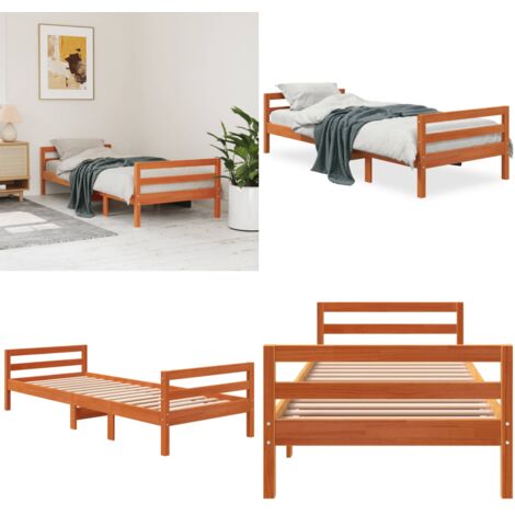 Estructura de cama sin colchón madera maciza marrón 90x190 cm - Estructura de cama - Cama sin colchón