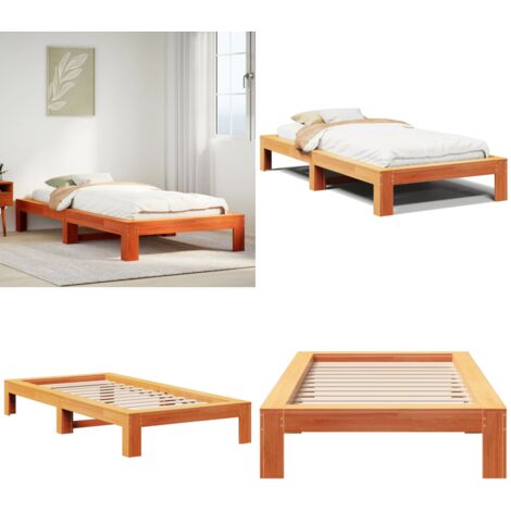 Estructura de cama sin colchón madera maciza marrón 90x190 cm - Estructura de cama - Cama sin colchón