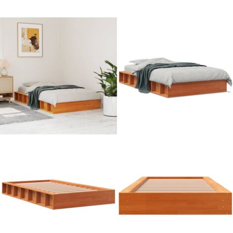 Estructura de cama sin colchón madera maciza marrón 90x190 cm - Estructura de cama - Cama sin colchón