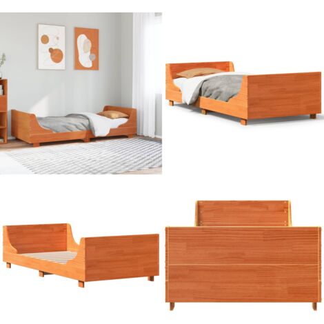 Estructura de cama sin colchón madera maciza marrón 90x190 cm - Estructura de cama - Cama sin colchón