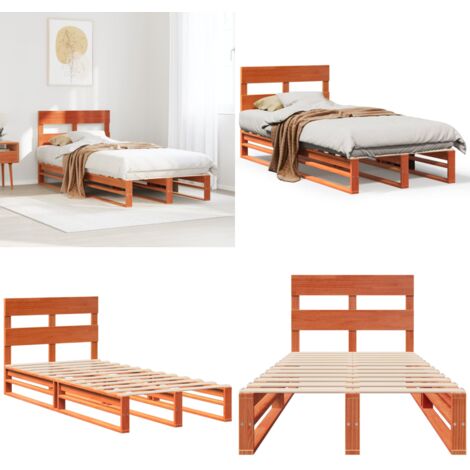Estructura de cama sin colchón madera maciza marrón 90x190 cm - Estructura de cama - Cama sin colchón