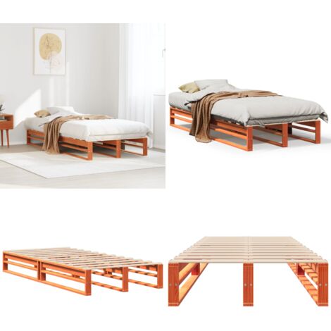 Estructura de cama sin colchón madera maciza marrón 90x190 cm - Estructura de cama - Cama sin colchón