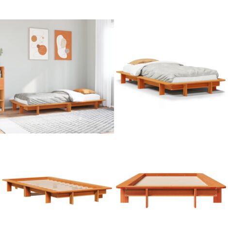 Estructura de cama sin colchón madera maciza marrón 90x190 cm - Estructura de cama - Madera maciza